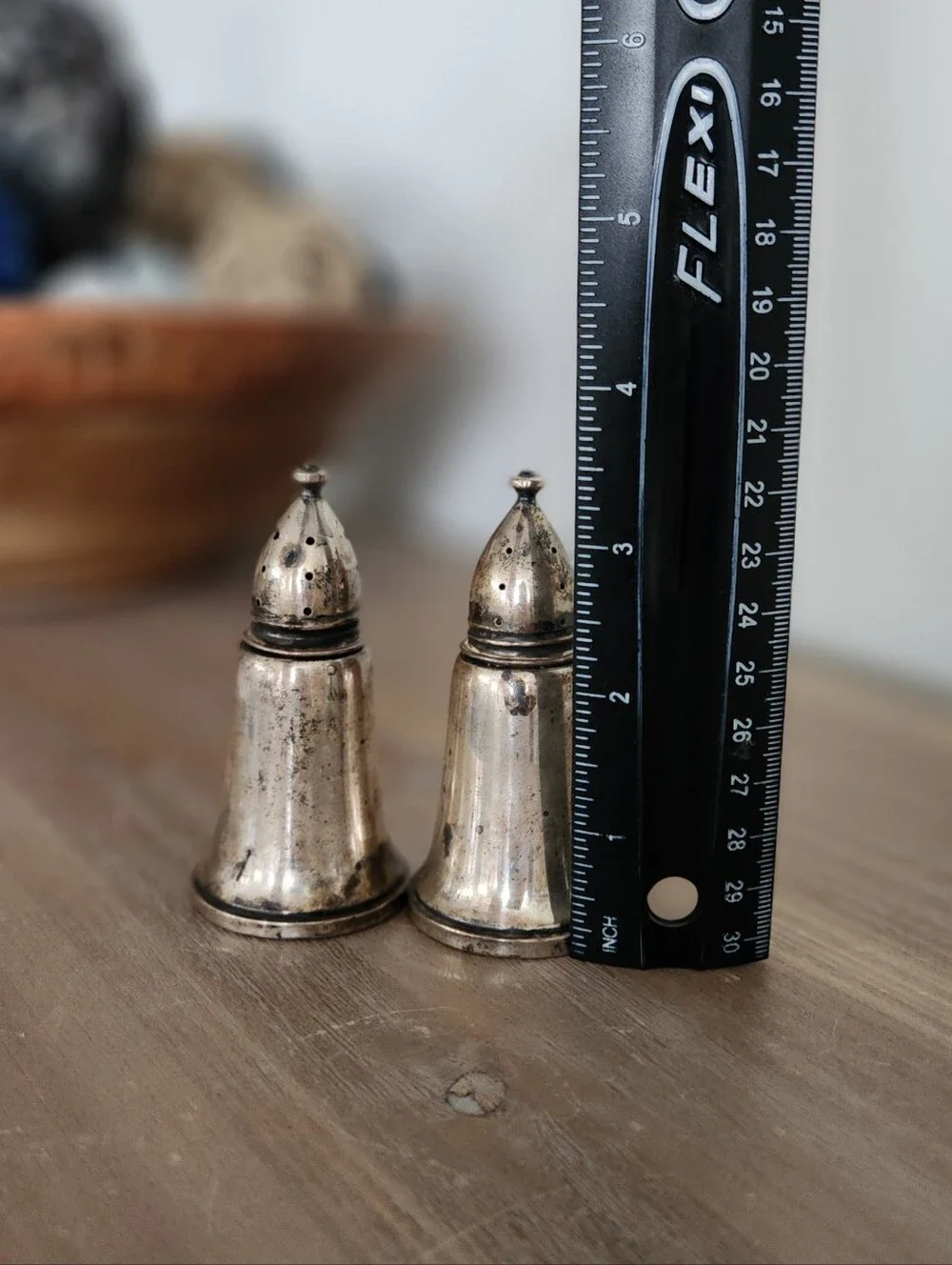 Vintage Columbia Weighted Sterling Silver Salt Pepper Shakers Pair 3.5 Inch